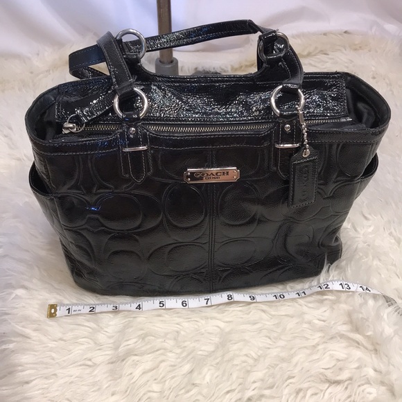 COACH Gallery Patent Leather Tote Black F19462 - Picture 11 of 14